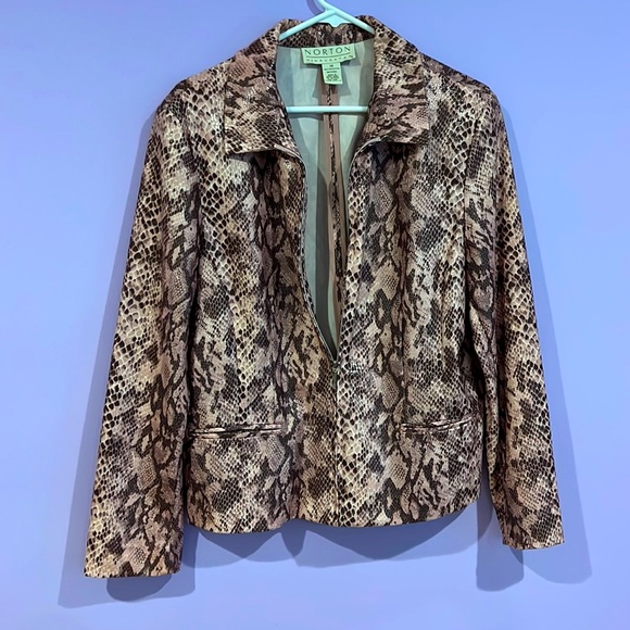 Norton Mcnaughton Pink Snakeskin Zip Up size 14 - Picture 1 of 5